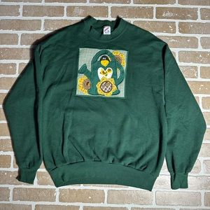 Vintage Jerzees Men’s XL Green Penguin Planting Sweatshirt